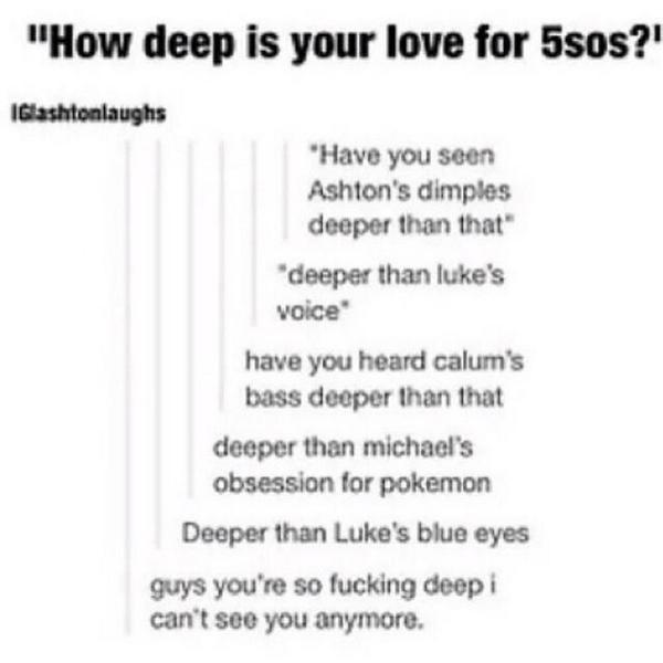 Ketchup the Dog on Twitter "“5sosTumblr_ "How deep is your love for