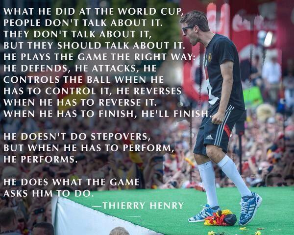EPLBible's tweet photo. Thierry Henry on Thomas Muller. A must read! http://t.co/Bf3fD0cpaS