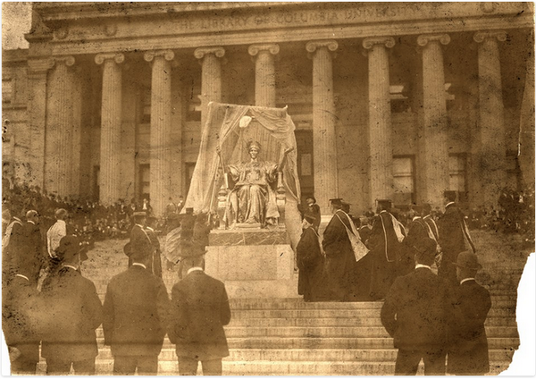 Columbia_Biz's tweet photo. #TBT September 23, 1903, the unveiling of the sculpture Alma Mater. http://t.co/euX7Q0ZWuH http://t.co/wRM3mUsLsu