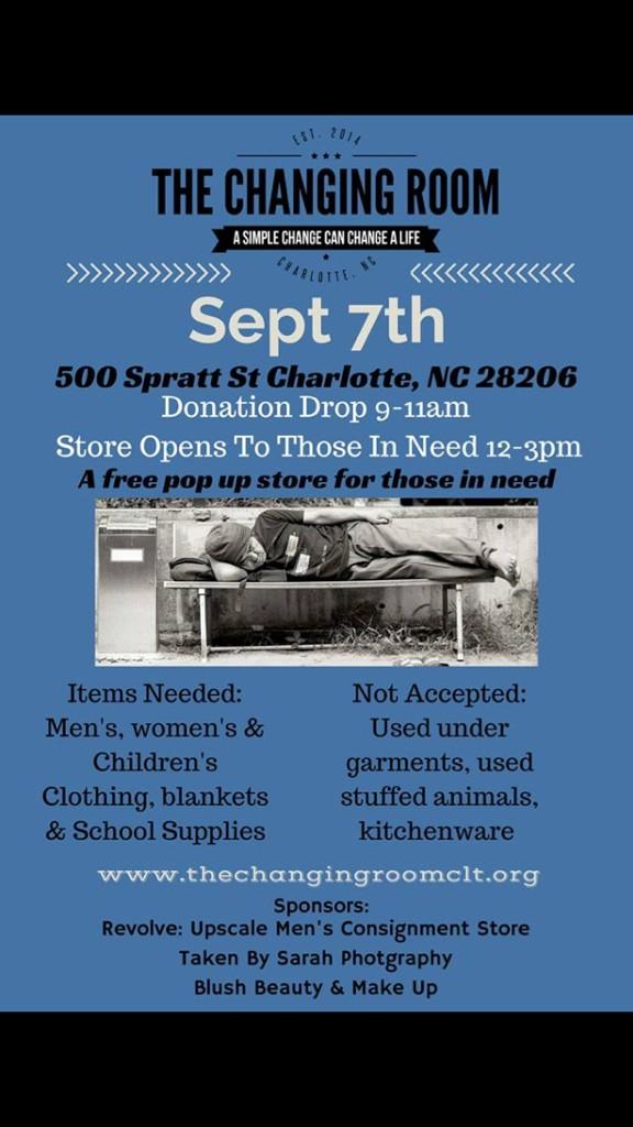 ChangingRoomCLT's tweet image. Approval is done and the date is sept 7th. Please let us know if u know ppl in need of clothing