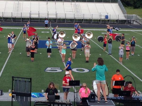 WeAreBrandon_'s tweet photo. BHS Marching Band 2014, during their full run-through tonight! Awesome job! http://t.co/o6pJdSo4s0