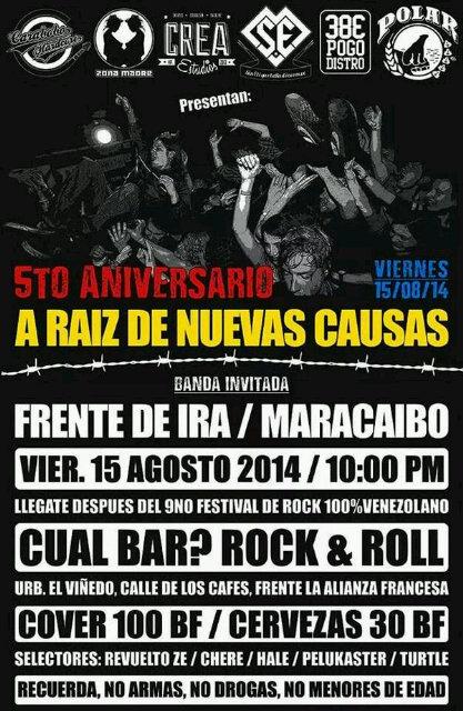 Hoy es el #5toAniversario de @ardnc_hxc y junto a ellos <a href="/FRENTEDEIRA/">Frente de Ira</a> en <a href="/cualbarvalencia/">Cuál Bar?</a>   #Felicidades