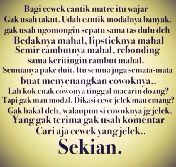 Ini alasannya kenapa cewe rata-rata matre..