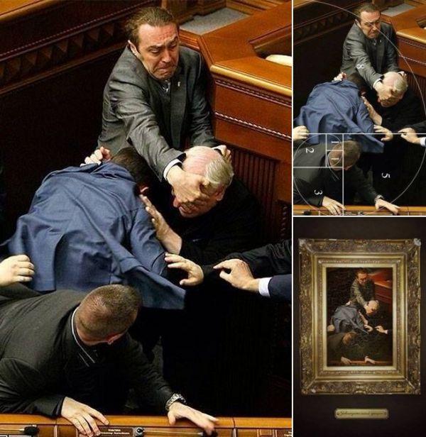 neatorama's tweet photo. Brawl in the Ukrainian Parliament Neatly Illustrates the Golden Ratio http://t.co/3STHcviHbM http://t.co/inbSDjq57s