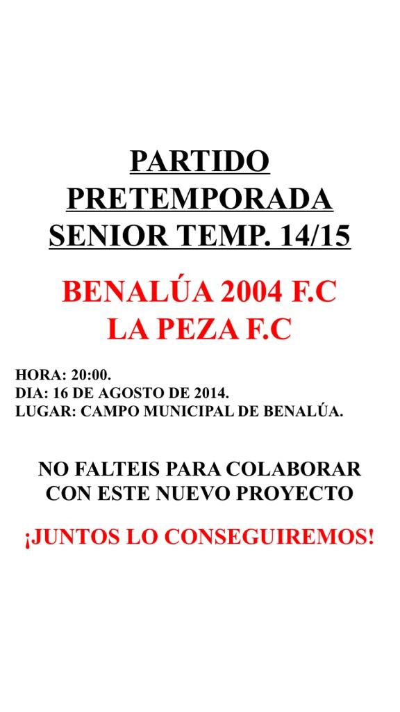 BENALUACF's tweet photo. SÁBADO 16 DE AGOSTO A LAS 20:00h BENALUA FC - LA PEZA FC! NO FALTEIS PARA AYUDAR A COLABORAR CON ESTE NUEVO PROYECTO! http://t.co/qnubF10SQp