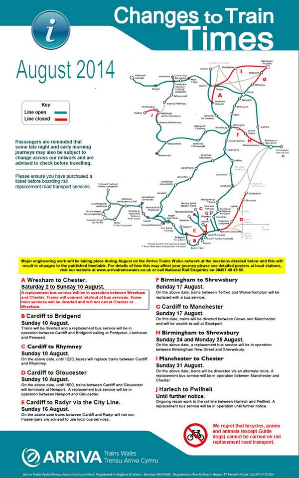 Details on engineering work planned for August.