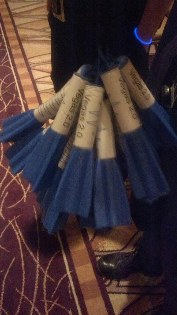 Grey_Frequency's tweet photo. Started off as @ihackedwhat  collecting which ones randomly stuck me. Then it got out of hand #defcon22 EFF Summit http://t.co/NhfU2ZPJsE