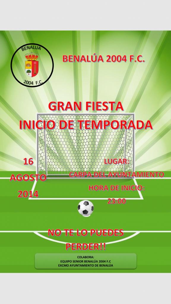 BENALUACF's tweet photo. GRAN FIESTA DE TEMPORADA OS NECESITAMOS! http://t.co/b3JfYQsAXD