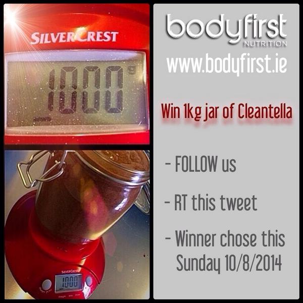 bodyfirst_ie's tweet photo. #WIN a 1kg jar of @NUTrition_IRL #Cleantella 😍 
1. FOLLOW 
2. RT 
3. Winner chose this Sunday #BodyfirstFreebies http://t.co/PunVuoEfMd