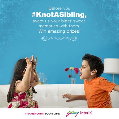 GodrejInterio4U's tweet photo. Share your bitter sweet sibling rivalries with us using #KnotAsibling and #Win. http://t.co/smY28elbw5
