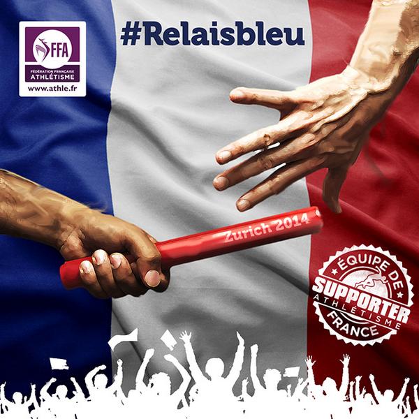 1 RT = Passage de témoin réussi dans le #Relaisbleu = 1 soutien à l'équipe de France d'athlétisme pour #Zurich2014 !