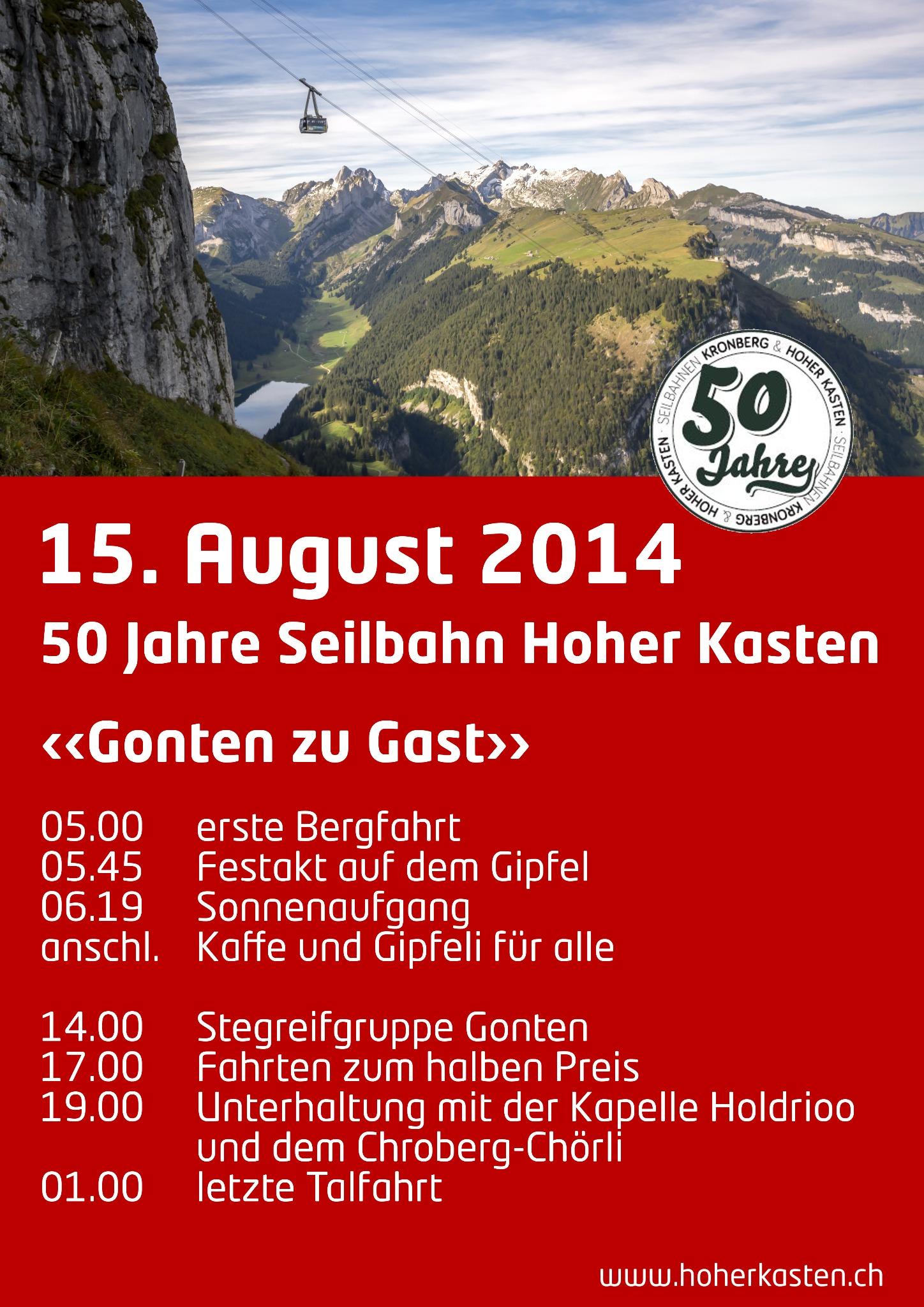 Hoher Kasten on X: 15. August 2014, 50 Jahre Seilbahn #Brülisau - # HoherKasten  / X