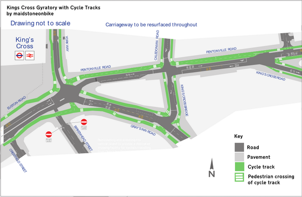 jamesdoestrains's tweet image. New blog post: Another Kings Cross gyratory design and why you should come to @kingsxdemo maidstoneonbike.blogspot.co.uk/2014/08/tfl-pr…