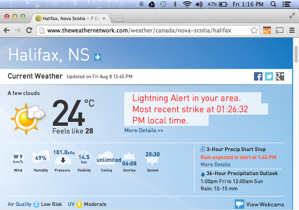 caragammon's tweet photo. Watch out #Halifax @weathernetwork is predicting a lightning strike in a couple of minutes... http://t.co/BGuSaxfBQL