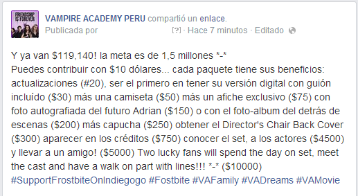 VampireAcademyP's tweet photo. $119,140! *-* http://t.co/V5VebBpB0n https://t.co/5PMiba9dmT #SupportFrostbiteOnIndiegogo #Fostbite #VAFamily #VA http://t.co/pWJ246NyHX