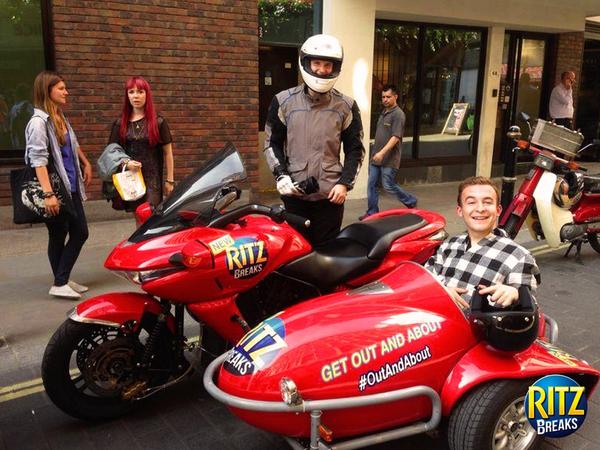 RitzUK's tweet photo. We're having a super Friday #OutAndAbout in London giving away Ritz Breaks! Tweet us if you've spotted our red bike! http://t.co/9dVfdtvT0b