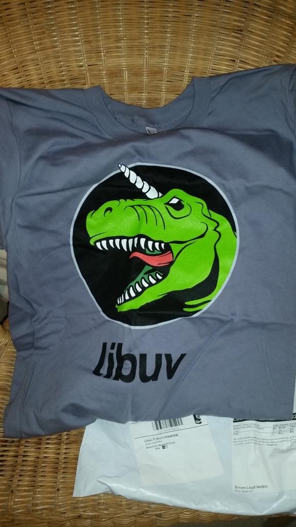 lloydwatkin's tweet image. Woop woop my #libuv t-shirt is here!