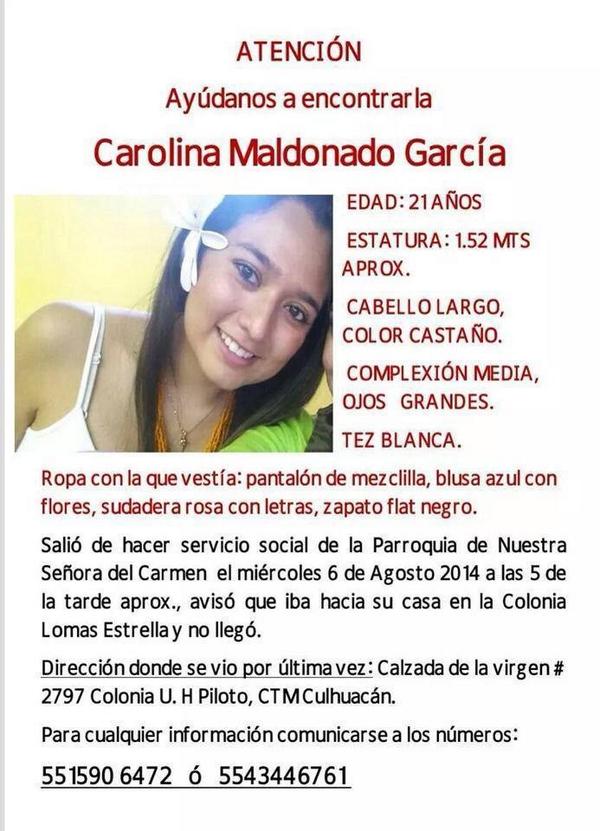 danilara89's tweet photo. Compartan por favor! desaparecida el 6 de Agosto! @roblesmaloof @brozoxmiswebs @DejaPasar1x1 @AA_DF @iauraB http://t.co/PyPsWMqQUU