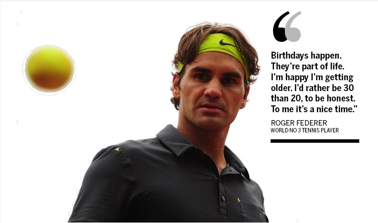 Roger Federer turns 33 today. Happy birthday to the third best player in the World!  