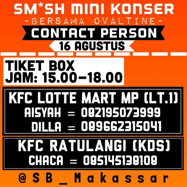 Buat yang mau beli tiket bisa hubungi CP di bawah ini yaa ;) hubungi sesuai lokasinya