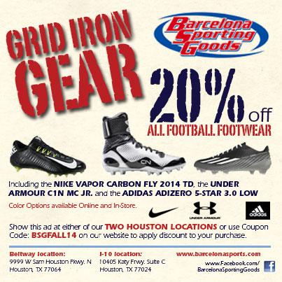 20% off ALL FOOTBALL FOOTWEAR!  
#GridIronGear