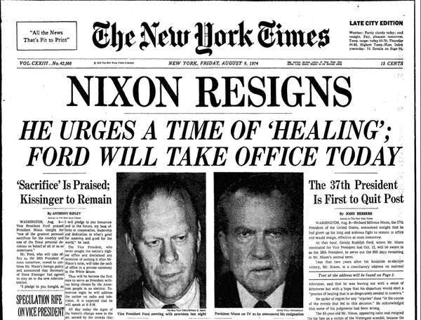 40 years ago today, a beleaguered President Nixon resigned from office. 
nyti.ms/XMzUUv