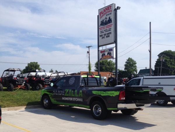 Slide_Zilla's tweet photo. The #SlideZilla Truck sitting at @PlanetPowerspor in Coldwater, MI. The perfect storage solution for #ATV and gear http://t.co/ew6pmcSdLg
