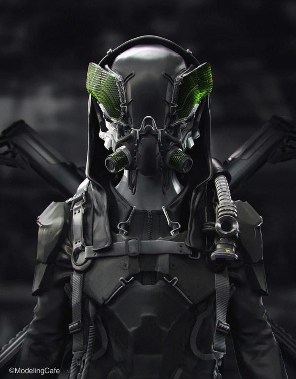 Ryo Yambe 山家 遼 先ほどのアニメーションカフェの背景に載ってたやつです 明日発売のcgworldにメイキングが載っています モデルはimmを使ってすべてzbrushで作りkeyshotでレンダーしました コンセプトはカマキリヘルメットのバグハンター Http T Co