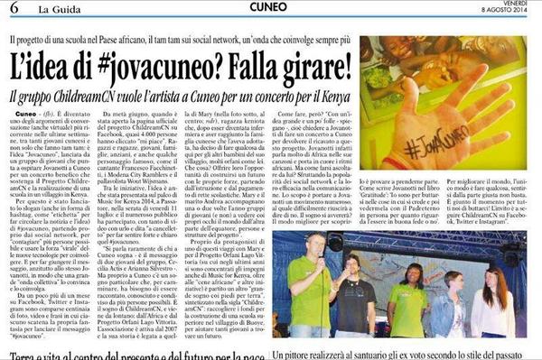 ChildreamCN's tweet image. &quot;Un&apos;onda che coinvolge sempre più&quot; grazie a La Guida per lo spazio riservato al progetto #jovacuneo #fallagirare