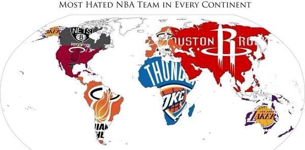 MundoNBA_ESPA's tweet photo. "@DRoseEsp: Franquicias más odiadas en todo el mundo. (Vía @Hooligan_nba ) http://t.co/VfR86mFI6H"