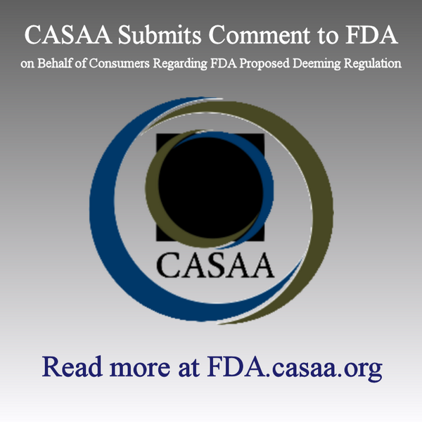 CASAAmedia's tweet photo. CASAA Submits Comment to FDA on Behalf of Consumers Regarding FDA Proposed Deeming Regulation http://t.co/4JurtZoTd3 http://t.co/DpkyyL4WbT