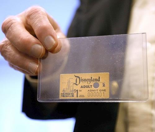 OMGFacts's tweet photo. The first Disneyland ticket ever sold, in 1955 http://t.co/YpWKGryqoT