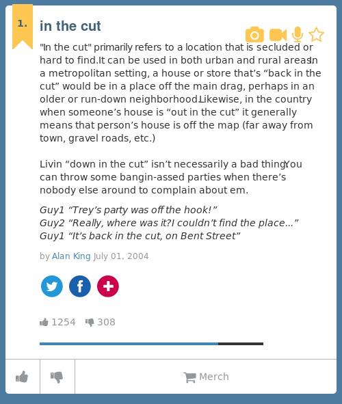Urban Dictionary on Twitter "ThatTrippyAlien in the cut "In the cut