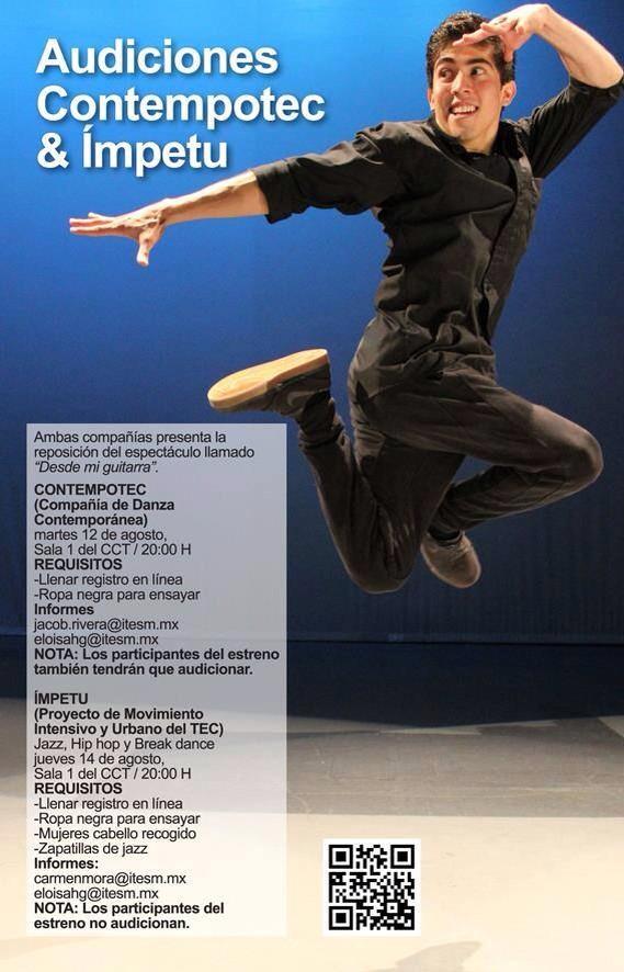 dchazaro's tweet photo. Audiciones para la Compañía del TEC "IMPETU" jueves 14, 8.00pm 💃 http://t.co/rDjyyhBFLN