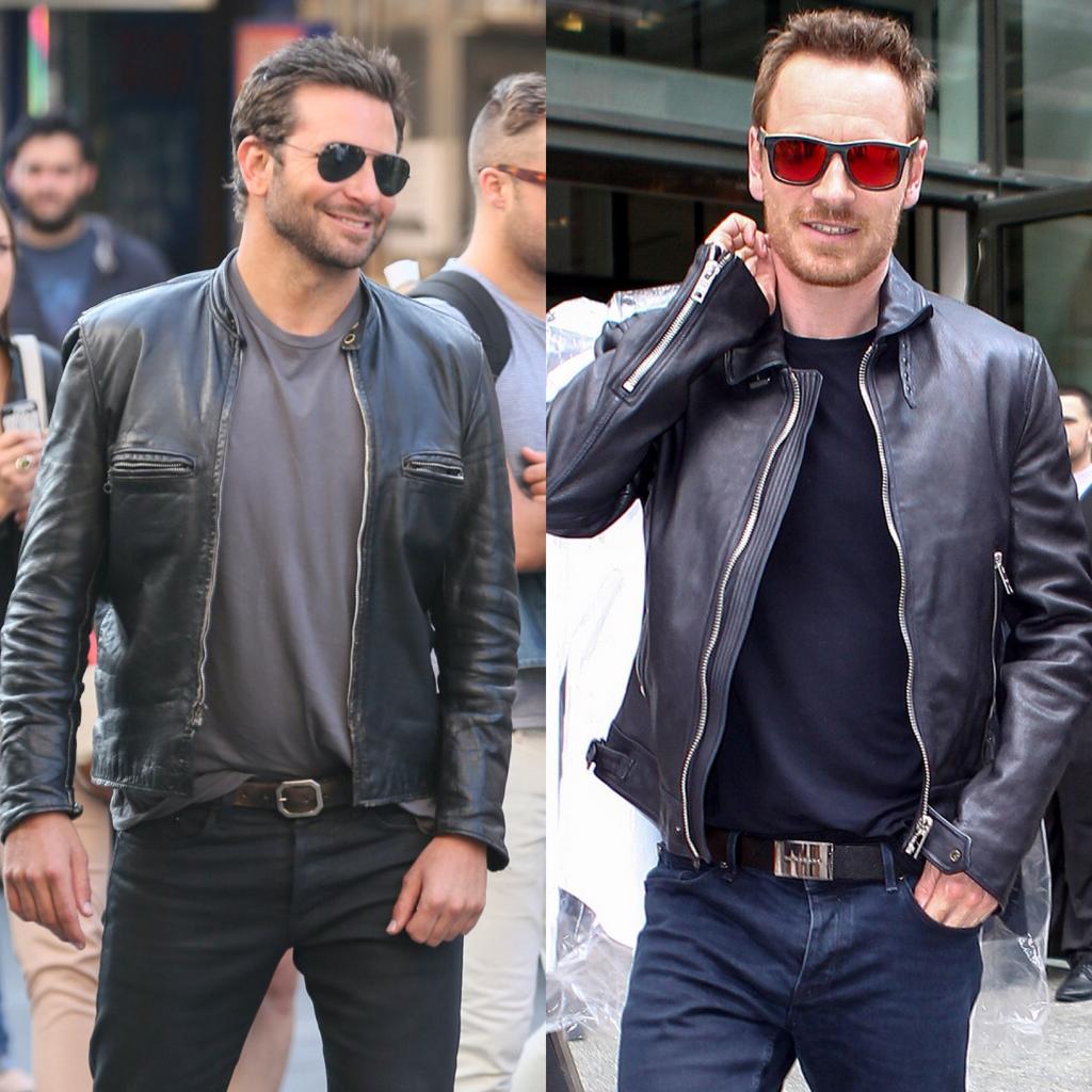 Michael fassbender top leather jacket