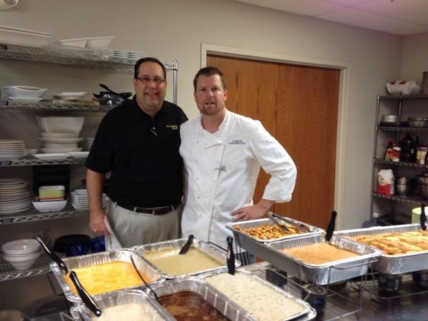 ChefJsullivan's tweet image. Slingin' that gravy with my boy, Big Steve.  If Iron chef ever has a gravy battle, we are ready!
