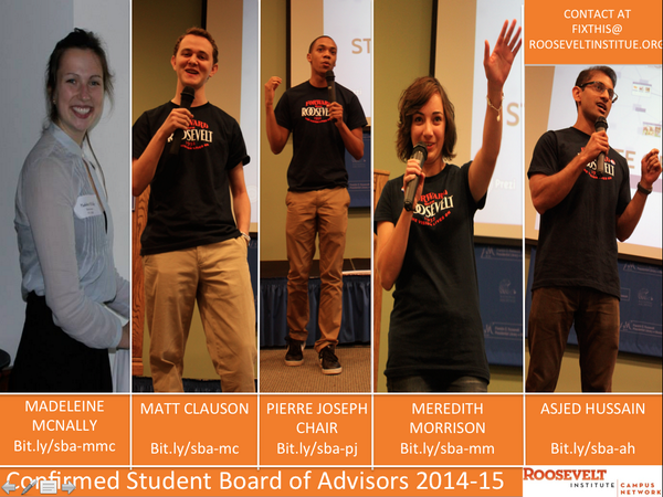 RooseveltNTWRK's tweet photo. Announcing the Student Board of Advisors (SBA) for the 2014-15 Year.
Share your support. http://t.co/kQaQ0SSWtc
