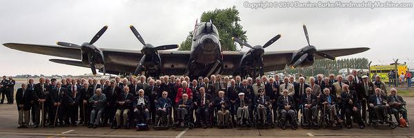She's heeeeeeere! Veterans line up in front of <a href="/CWHM/">Canadian Warplane Heritage Museum</a> 'Vera' at Coningsby today with the <a href="/RAFBBMF/">RAF BBMF</a> Lancaster behind...