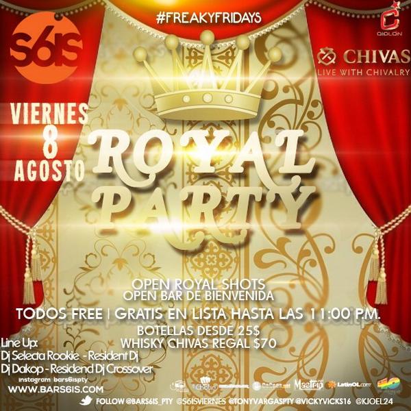 S6ISVIERNES's tweet photo. Hoy S6IS Royal Party #FreakyFridays Todos FREE/GRATIS en lista hasta las 11 Open Bar de Bienvenida @latinol @ElChotin http://t.co/aMRdVkWCcC