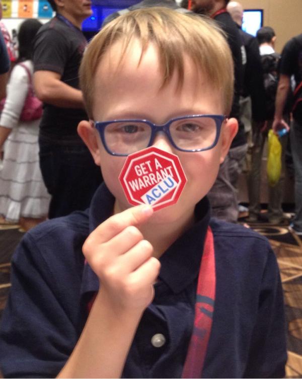 ACLU's tweet photo. Even first graders at #defcon know that police should have to get a warrant. @scannell http://t.co/BO72RysYwS