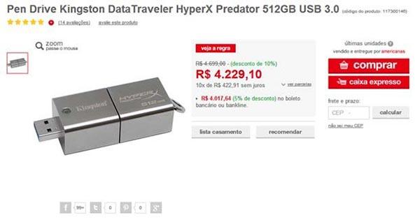 sitettopic's tweet photo. Vc viu? PEN DRIVE DE MAIS DE R$ 4.000 DA @americanascom VIRA PIADA NA WEB http://t.co/ulJ8OsXH0o http://t.co/z0qnIWkRng