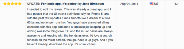 Pv's tweet photo. When @CrossfaderApp gets reviews like this, means that @SuperpoweredSDK is doing its job.Well-done @iliask &amp; @seth http://t.co/IJbFTnW29x