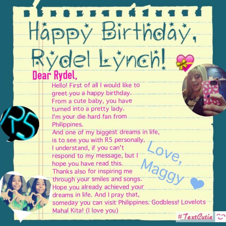 Happy Birthday Rydel Lynch! :D    i hope you can read my letter :( 