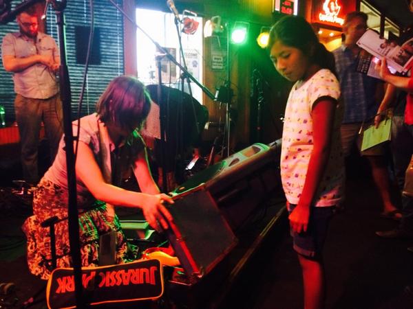 mvrband's tweet photo. Ms. Sarah J. Sharpestein with our coolest fan of the day #MileOfMusic http://t.co/g3dmzYGTBe
