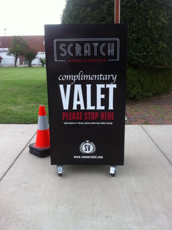 SoonerValet's tweet photo. Yeah, new podium sign for @ScratchNorman valet. We are back! #downtownnorman #valet #soonervalet #scratchnorman http://t.co/ArSoB7cqeD