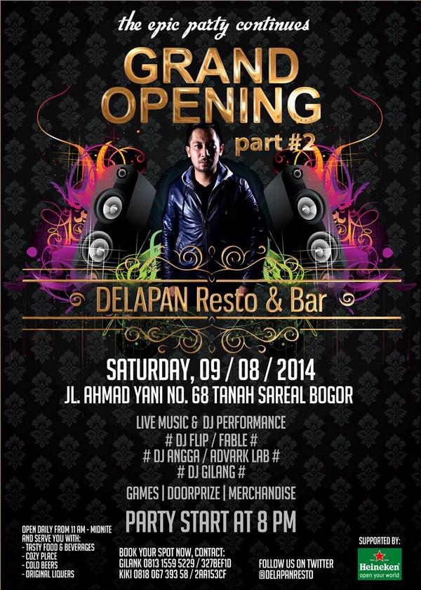 come join us tonite, the epic party continues... <a href="/DelapanResto/">delapan</a> #GrandOpeningDelapan part #2.. cc: @KisiFmBogor