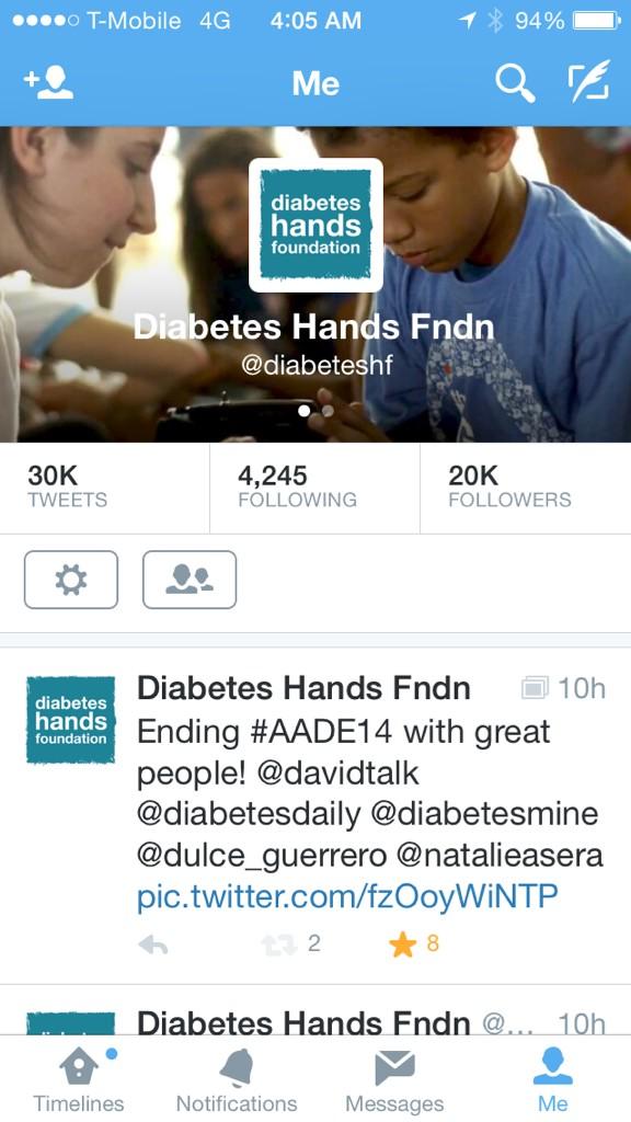 diabeteshf's tweet photo. Thank you all for your trust and support! Celebrating a milestone: 20k followers on Twitter with the #DOC #AADE14 http://t.co/8oSUGOw0Jr