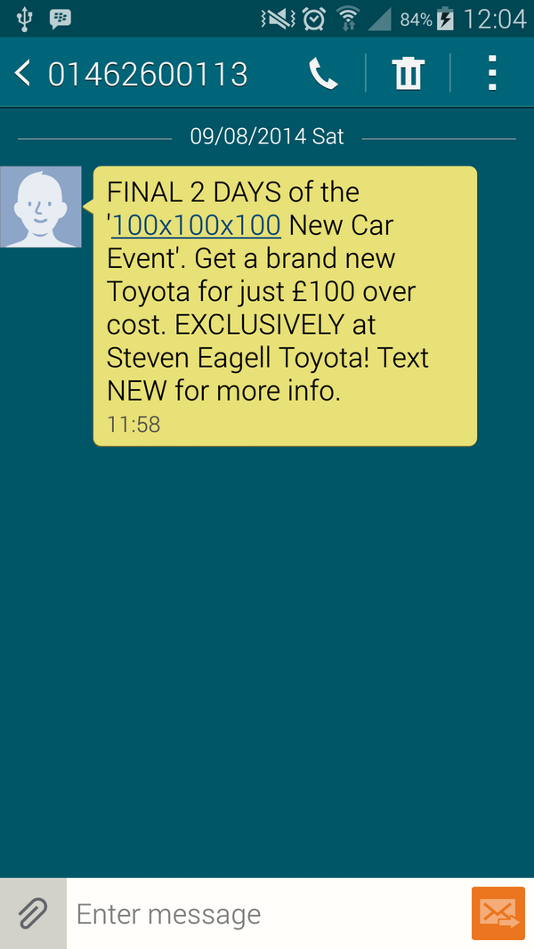 mrstevenallen's tweet image. #SpamUpdate: Using basic maths to sell me a car that costs £1,000,000 but, expressed as a factors, it looks cheaper.