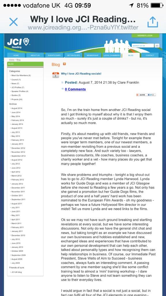 LatchLynda's tweet photo. Day 96: Shout out in the @JCIRDG @jcireading blog by @Claref24 #jci #100happydays http://t.co/6pS3cviA2Y http://t.co/LSRgaXaT3t