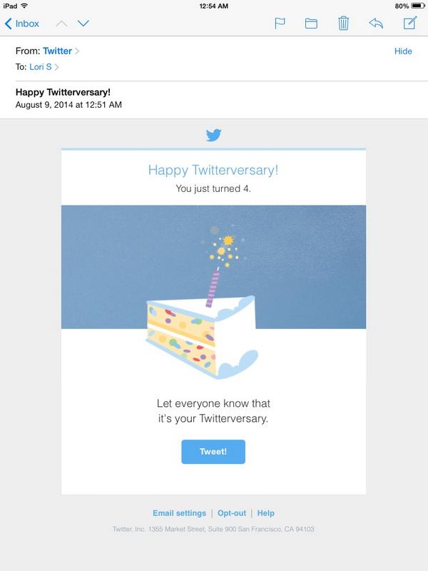 doodlebuglori's tweet photo. It's my twitterversary! Apparently I'm four years old. http://t.co/HkoGhfxK78